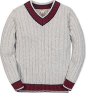 Hope & Henry Kids' Organic Long Sleeve V-Neck Cricket Sweater