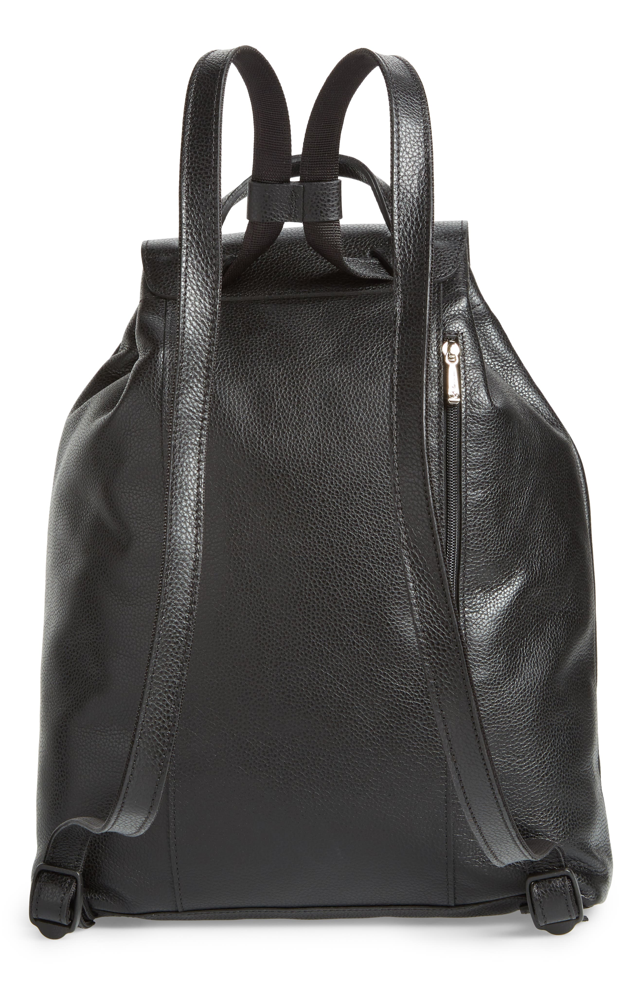 Veau Leather Backpack, Alternate, color, BLK/NICKEL