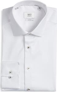 1863 by Eterna Slim Fit Dot Pattern Non-Iron Cotton Dobby Dress Shirt