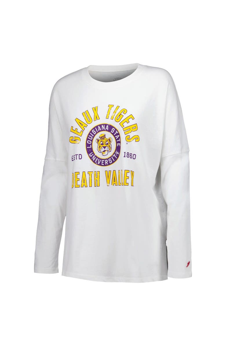 LEAGUE COLLEGIATE WEAR Women's League Collegiate Wear White LSU Tigers Clothesline Oversized Long Sleeve T-Shirt, Alternate, color, White