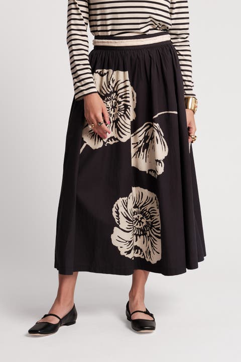 Phoebe Midi Skirt Carefree Chrysanthemum