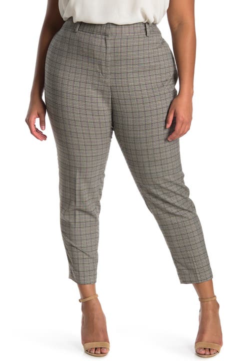 Plaid Tapered Trousers (Plus Size)