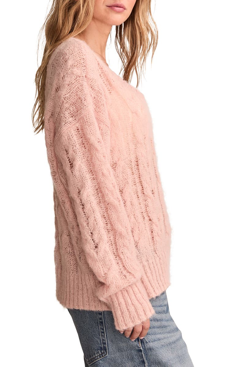 Lucky Brand Open Cable Stitch Sweater, Alternate, color, Rose Smoke