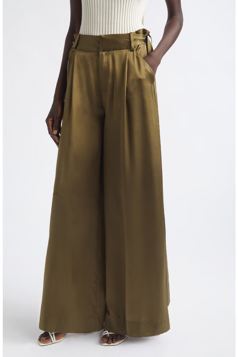 Liquid Silk Wide Leg Pants, Alternate, color, OLIVE