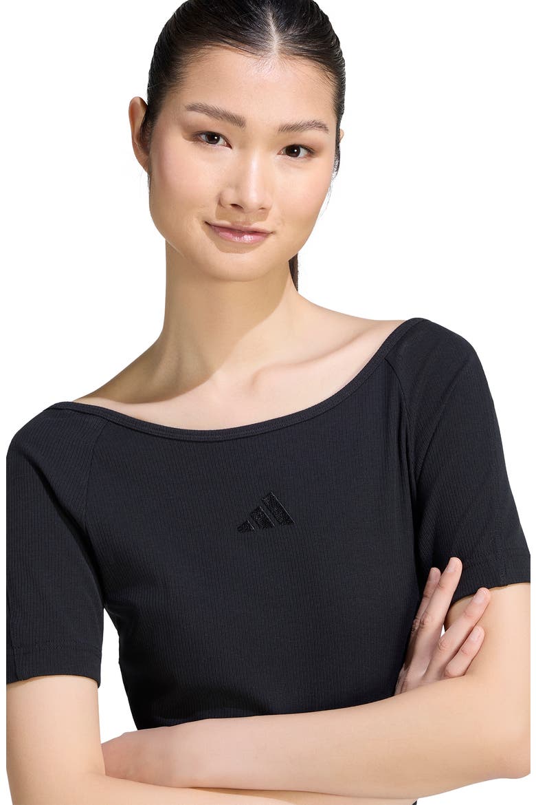 Rib Short Sleeve Midi Dress, Alternate, color, BLACK