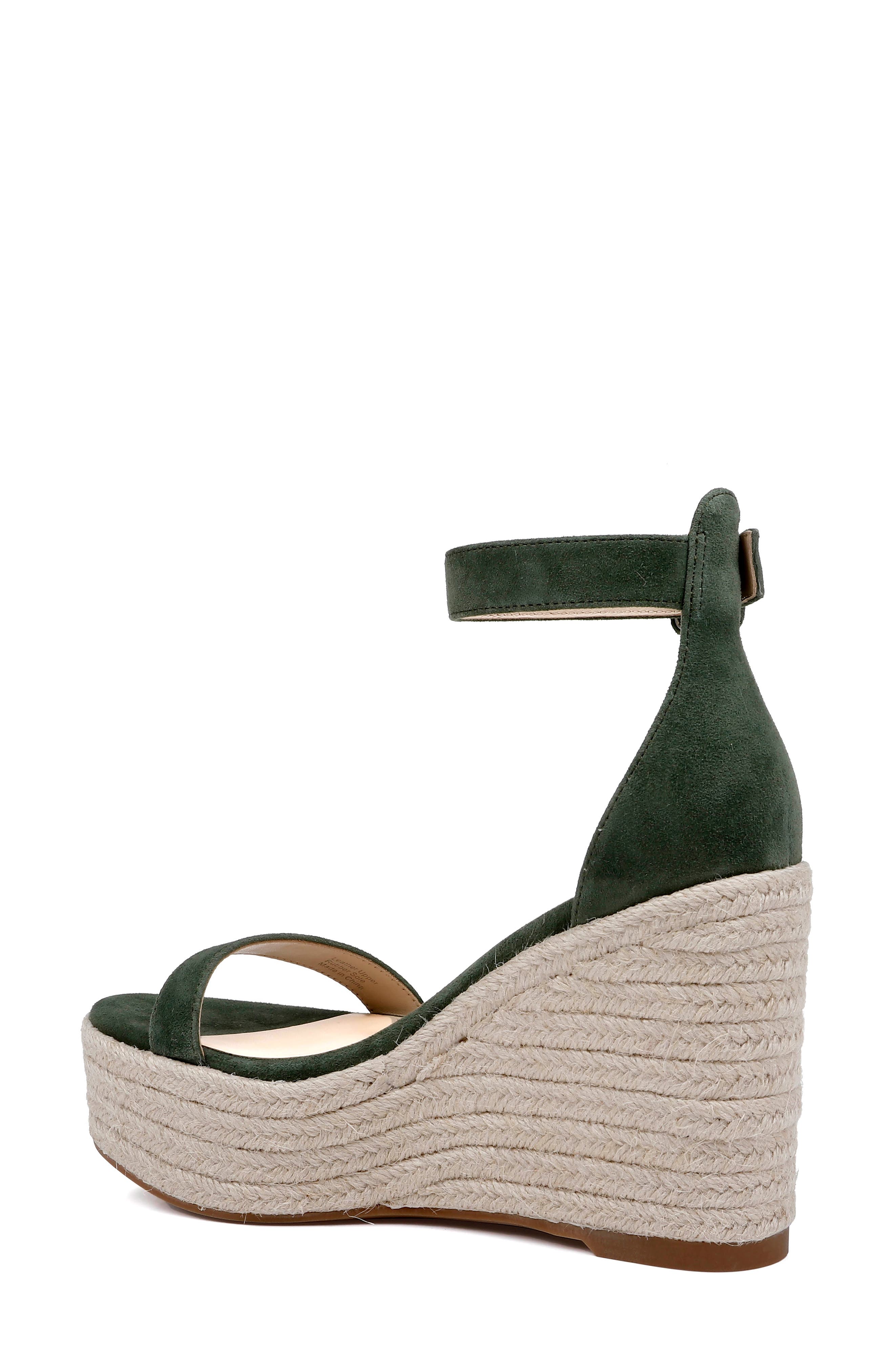 L'AGENCE Avice Ankle Strap Espadrille Platform Wedge Sandal, Alternate, color, Clover