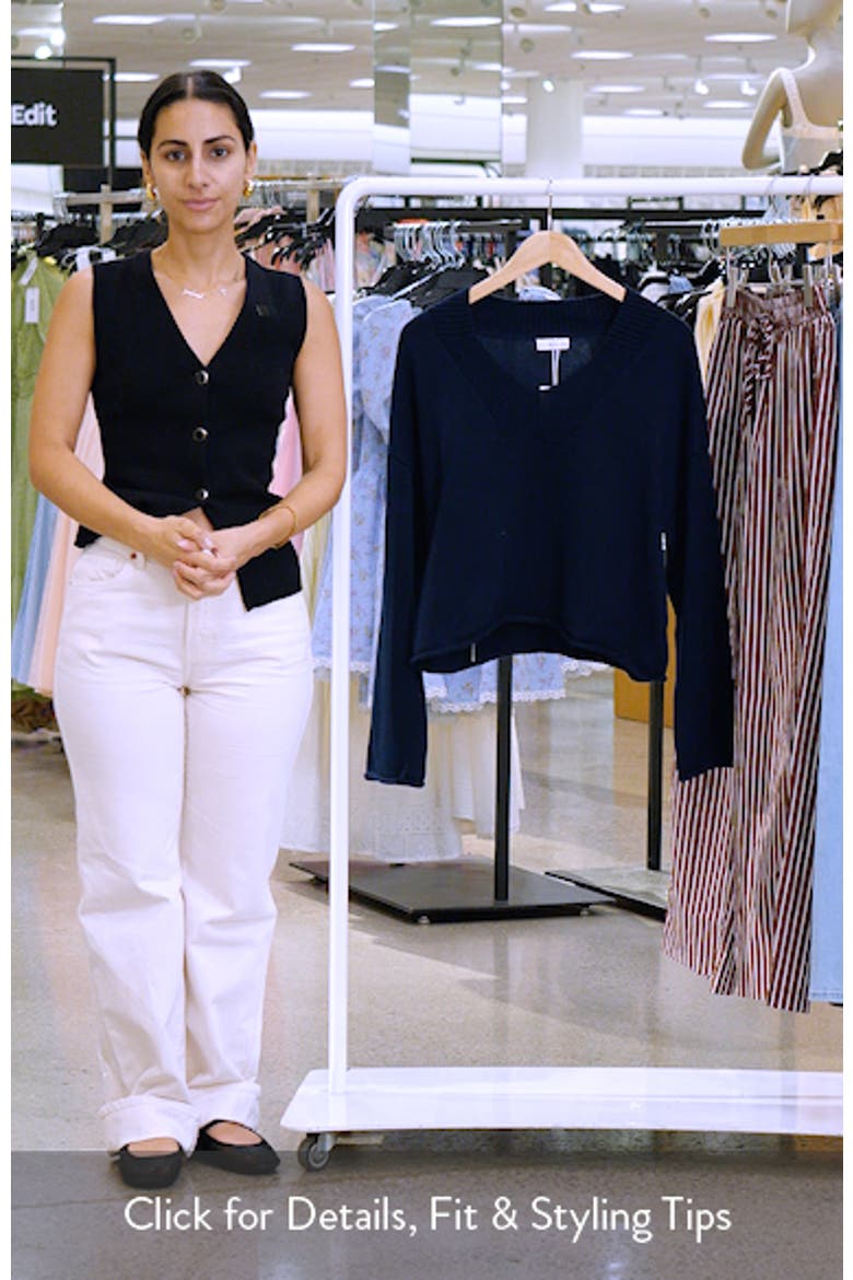 Relaxed Fit V-Neck Cotton Sweater video