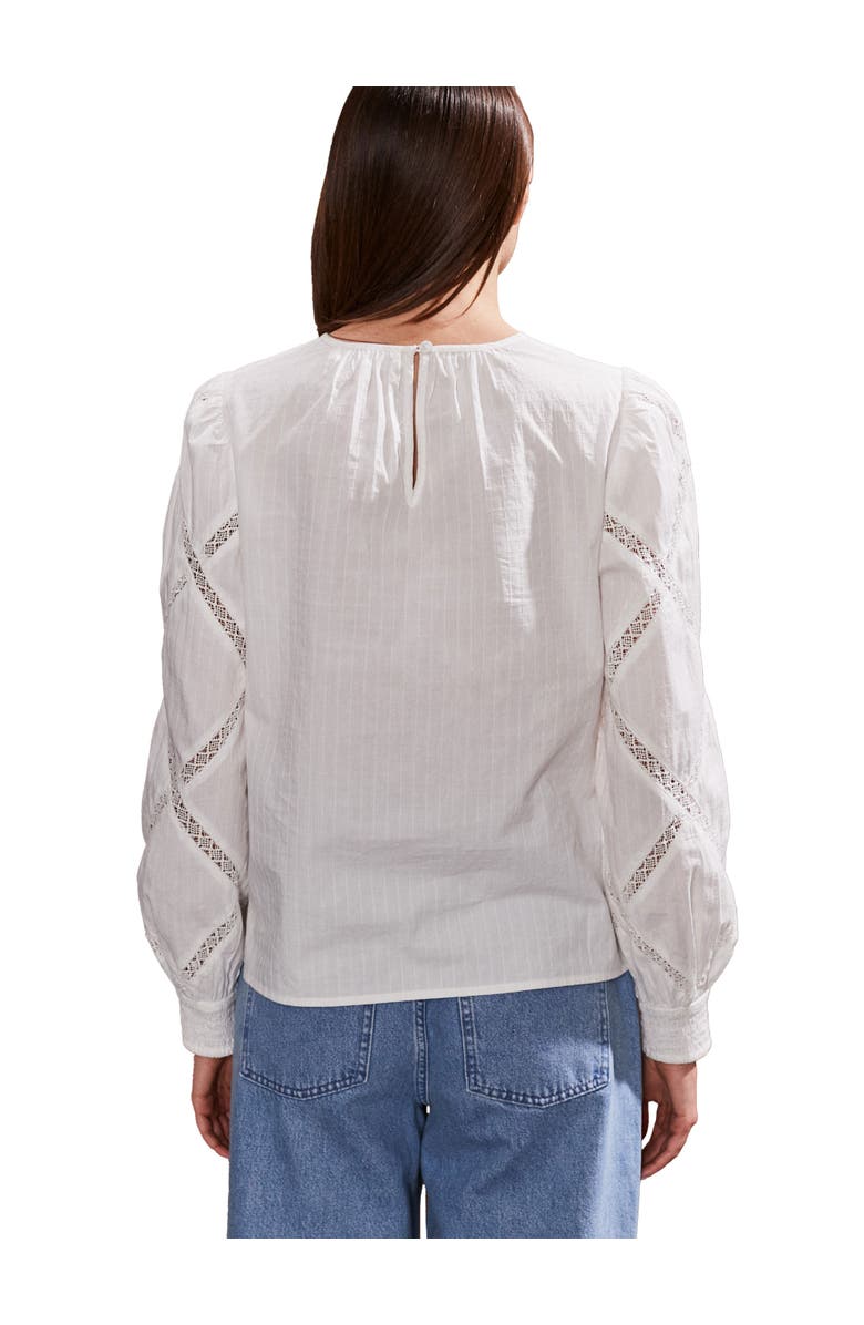 Ro&Zo Diamond Lace Trim Blouse, Alternate, color, Ivory
