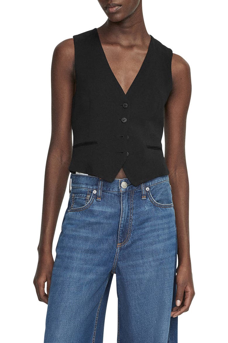 Priya Crepe Vest, Main, color, BLACK