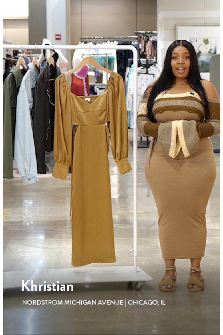 Cutout Long Sleeve Satin Midi Dress video