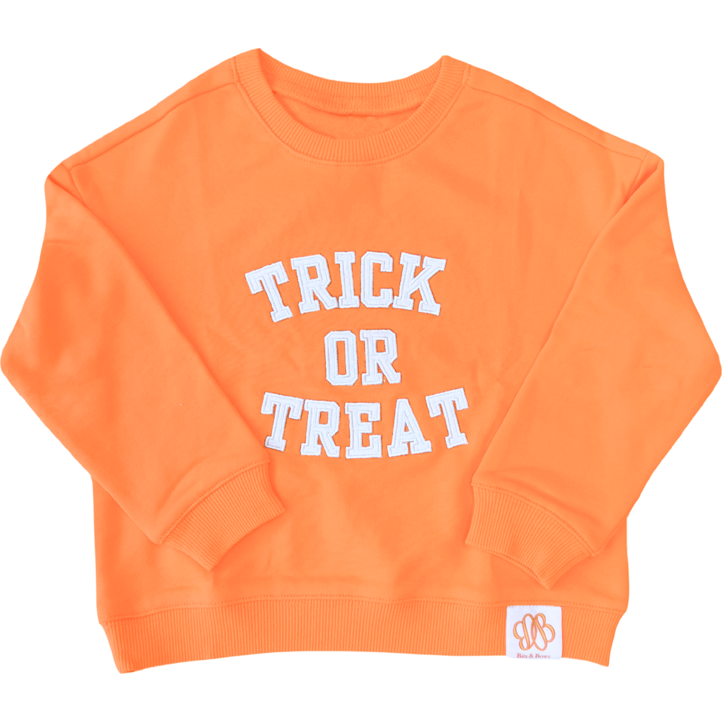 Bits & Bows Trick-or-treat Halloween Sweatshirt In Orange