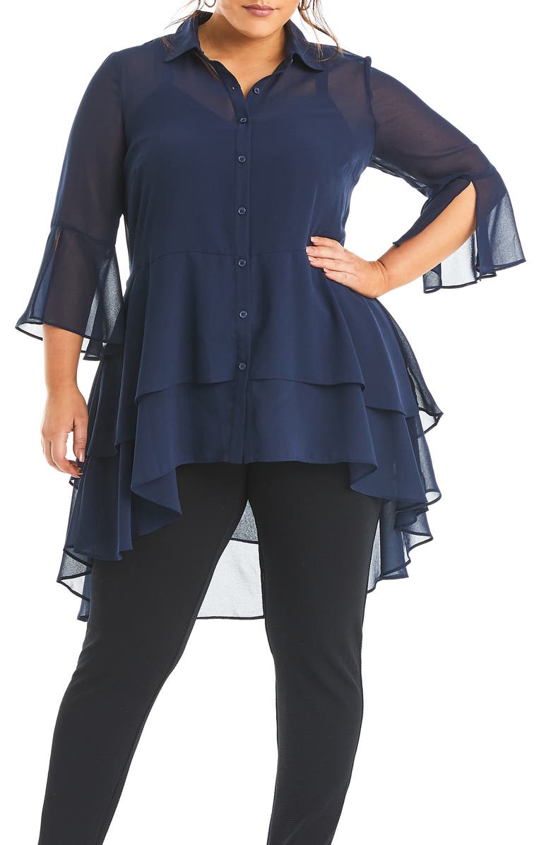 Estelle Amy Ruffle Button-Up Top, Alternate, color,