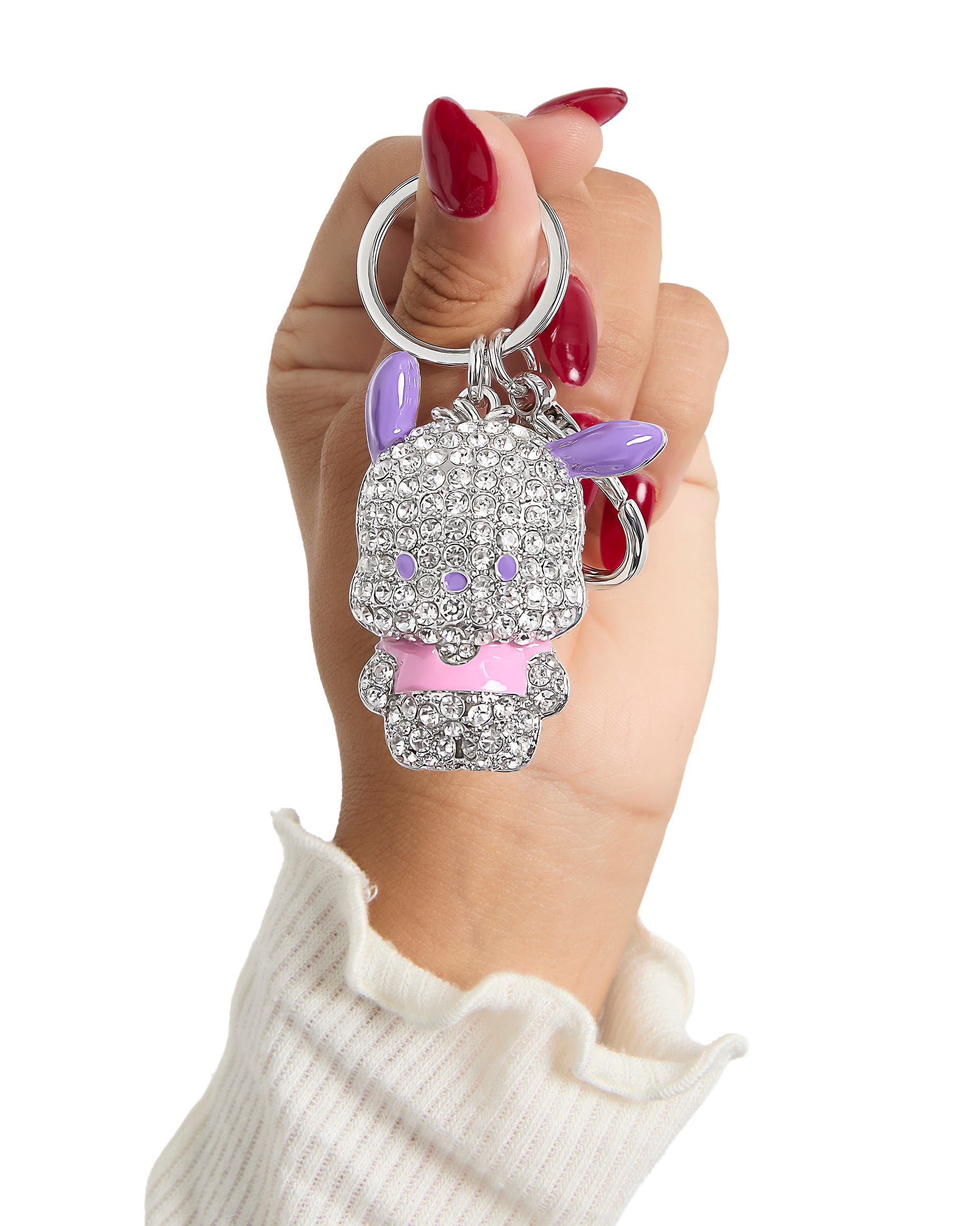 Hello Kitty Pochacco Pavé Keychain Bag Charm, Alternate, color, Clear, Multi