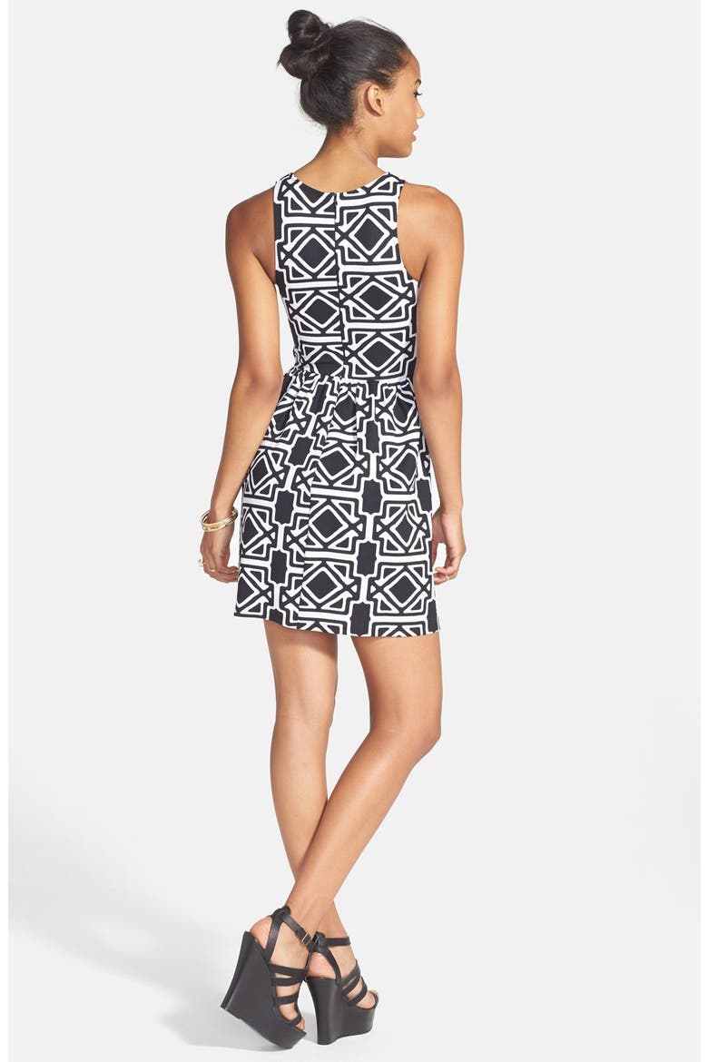 Print Skater Dress, Alternate, color, BLACK/ WHITE