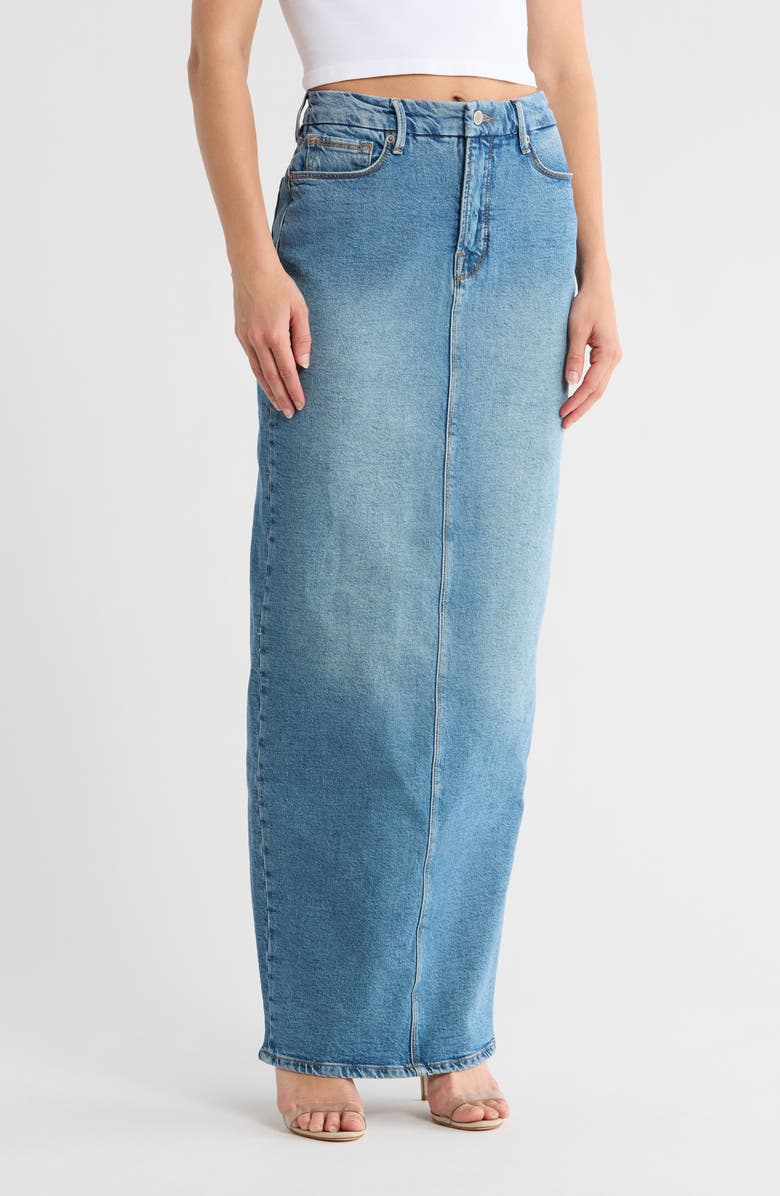 Good American Denim Maxi Skirt, Main, color, Indigo599