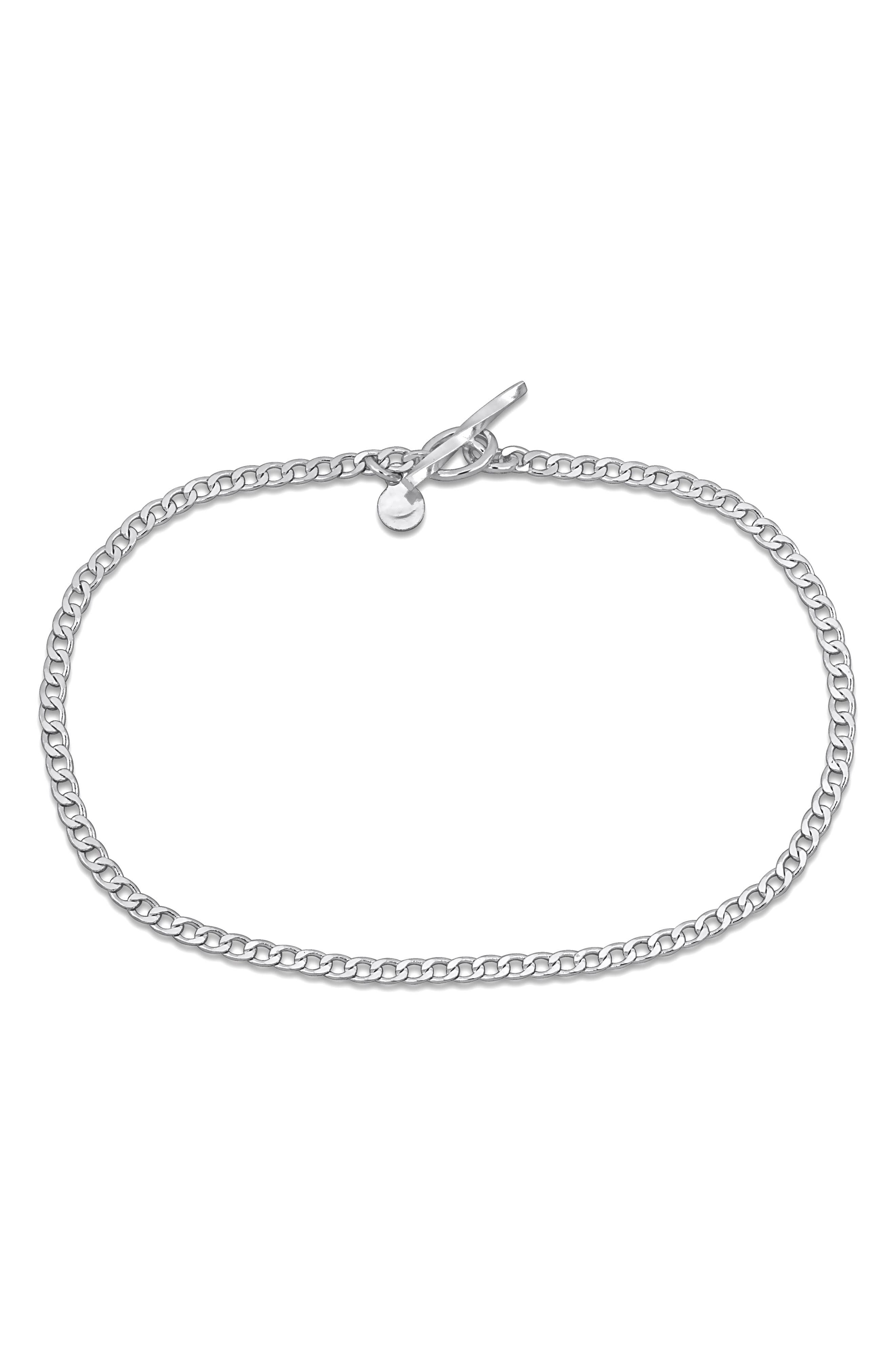 DELMAR Sterling Silver Curb Chain Bracelet