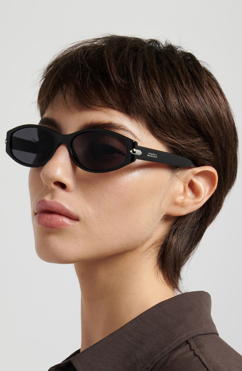 Isabel Marant 58mm Oval Sunglasses, Alternate, color, Black/ Grey