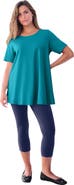 Roaman's Plus Size Ultimate Cotton Crewneck Short Sleeve Swing Tee
