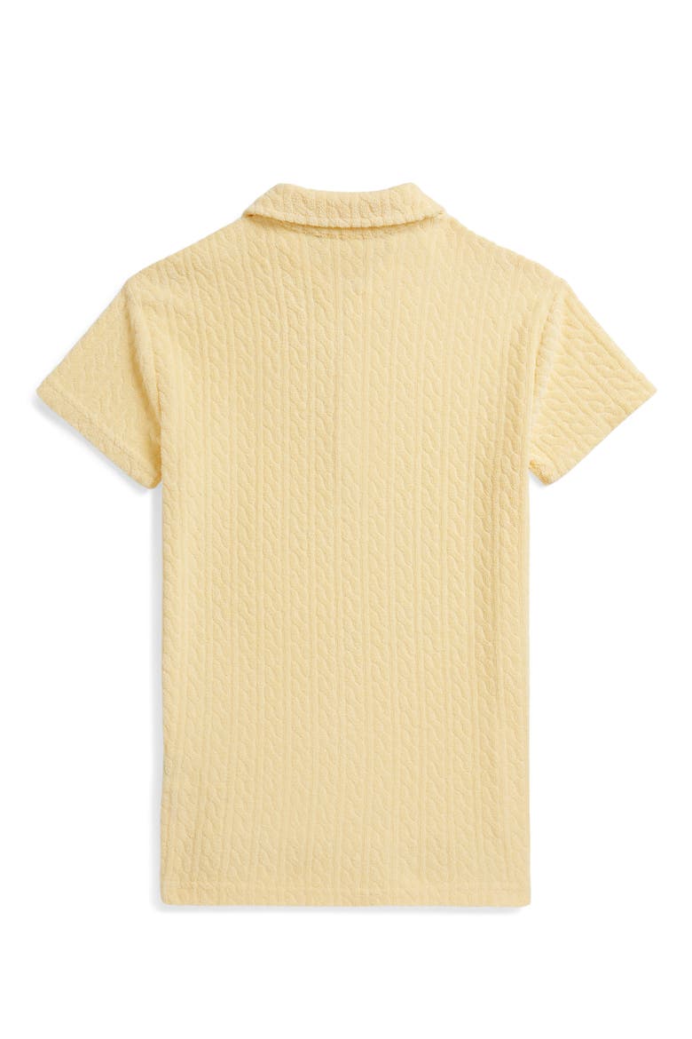 Kids' Cable Stitch Jacquard Terry Knit Polo Dress, Alternate, color, T-BIRD YELLOW
