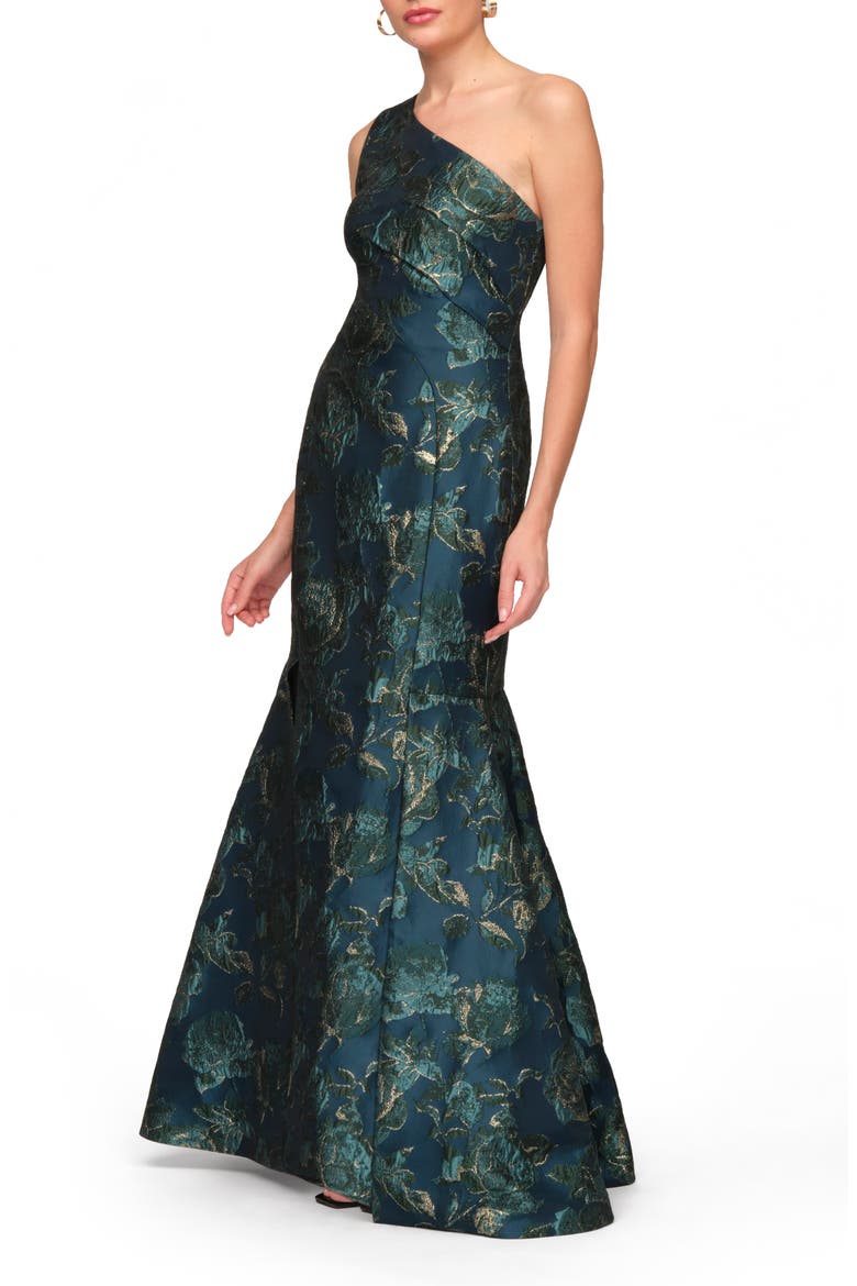 Agnes One-Shoulder Gown, Alternate, color, BLUE MULTI