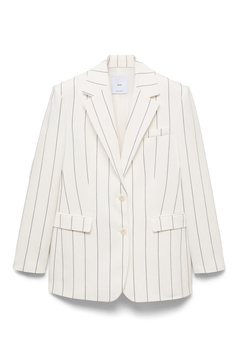 Pinstripe Suit Jacket, Alternate, color, WHITE