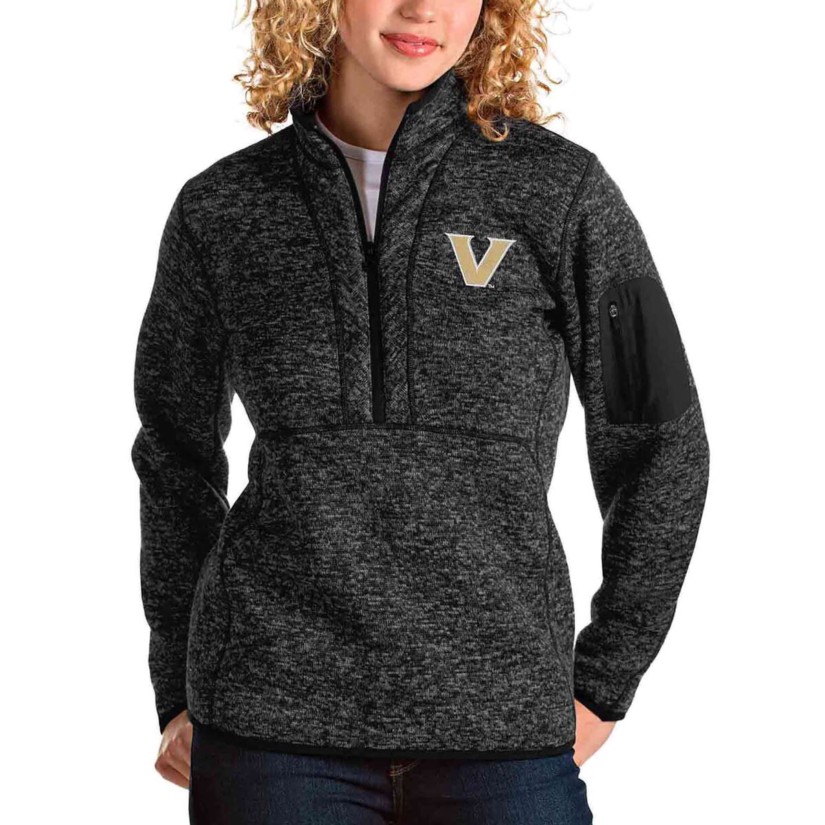 Women's Antigua Black Vanderbilt Commodores Fortune Half-Zip Pullover Jacket - image 2