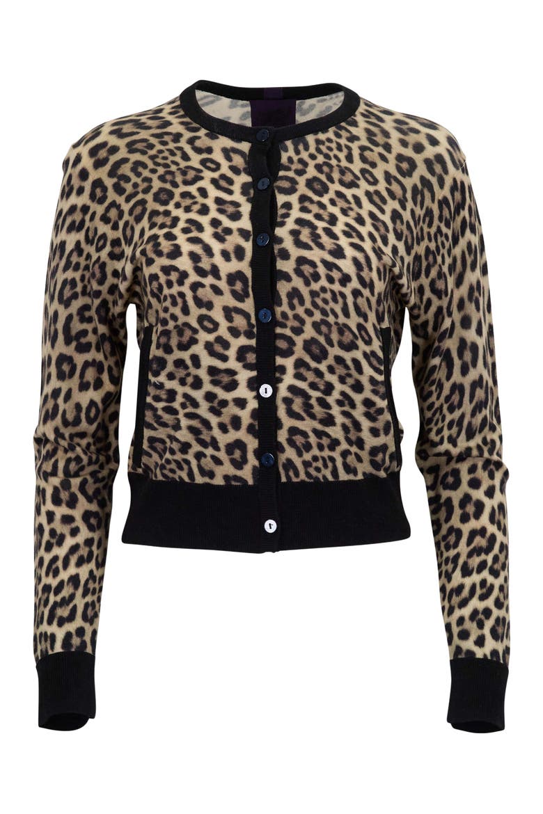 Leopard Womens Cropped Cardigan, Alternate, color, LEOPARD BROWN