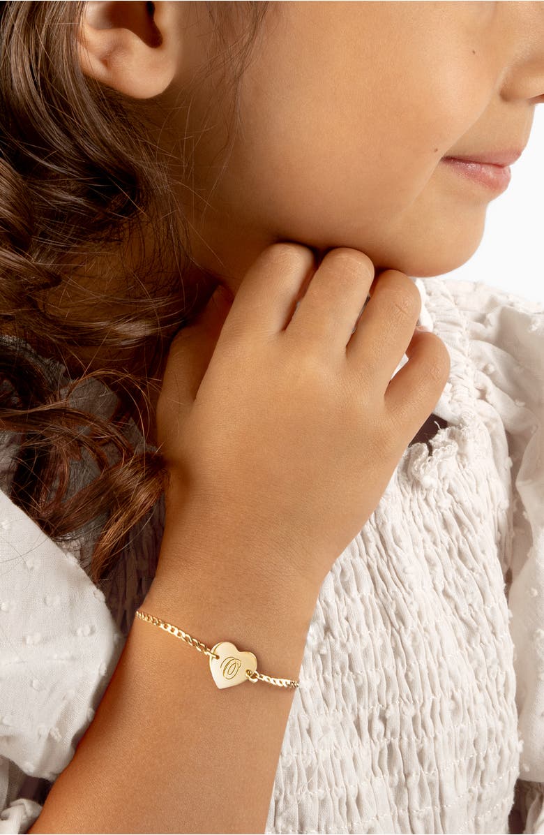 Tiny Blessings 14K Gold Heart of Gold ID & Engraved Initial 6" Bracelet, Alternate, color, 