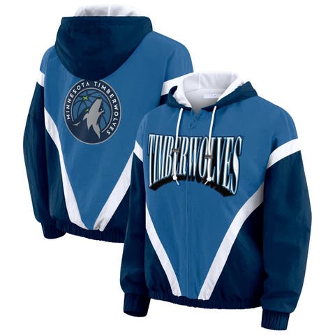 Women's WEAR by Erin Andrews  Blue/Navy Minnesota Timberwolves Color-Block Full-Zip Windbreaker