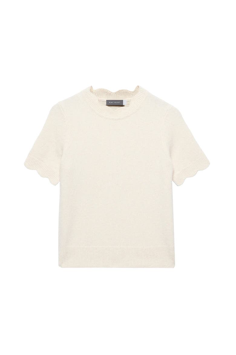 Scallop Knit Top, Alternate, color, Cream