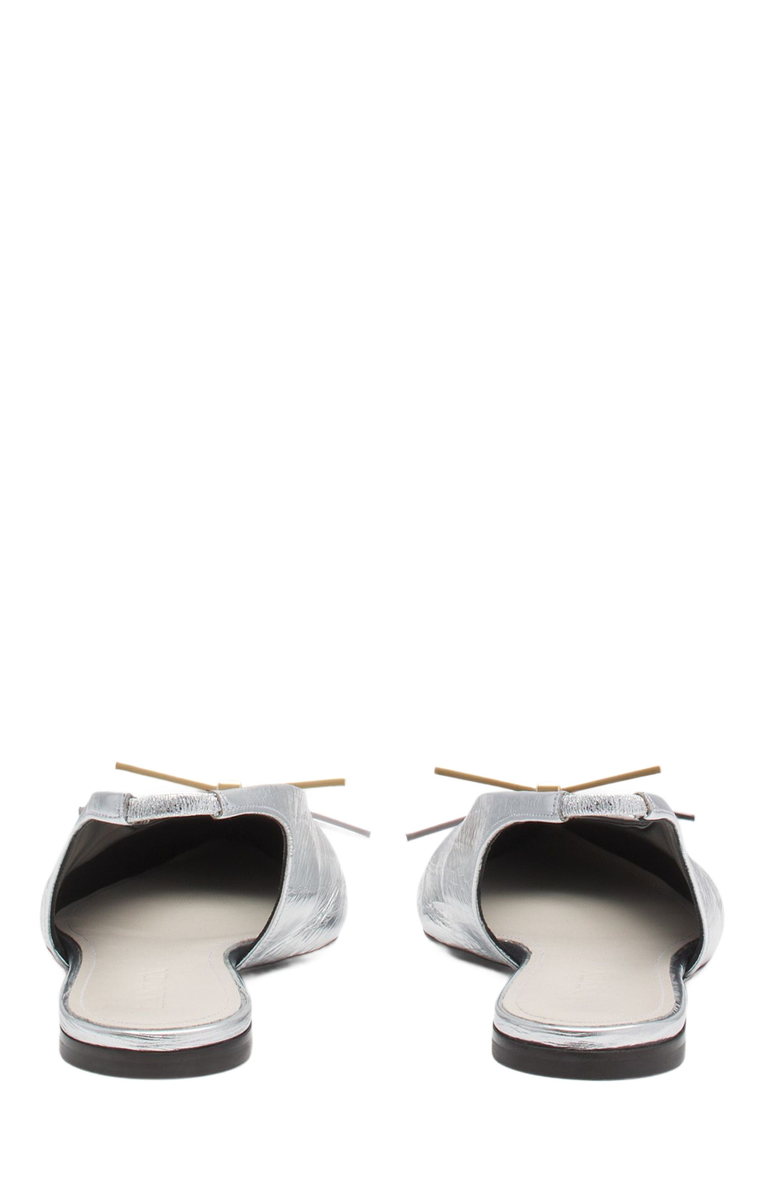 Lanvin BOW SLINGBACK IN METALLIC LEATHER, Alternate, color, 