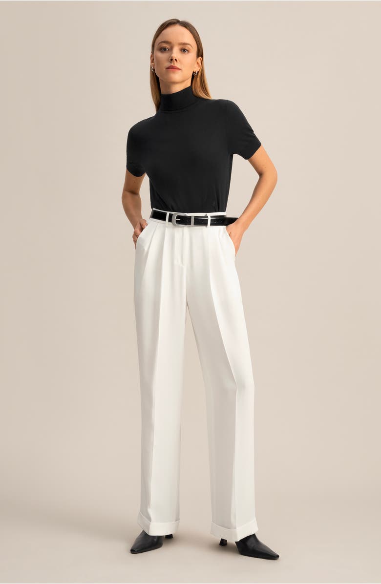 Lilysilk High Neck Short Sleeves Silk Knitted Sweater, Alternate, color, Black