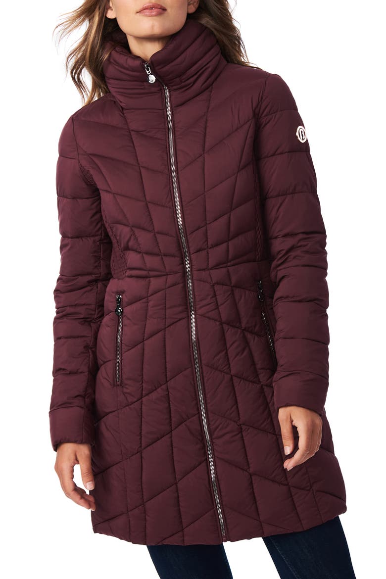 Water Resistant Packable EcoPlume™ Puffer Coat, Main, color, GARNET