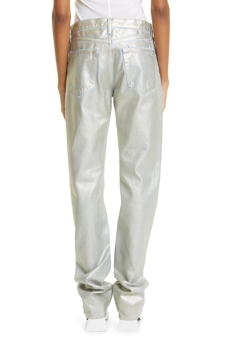 Painted Metallic High Waist Extralong Boyfriend Jeans, Alternate, color, PLATINUM