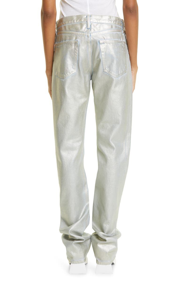 The Attico Painted Metallic High Waist Extralong Boyfriend Jeans, Alternate, color, 