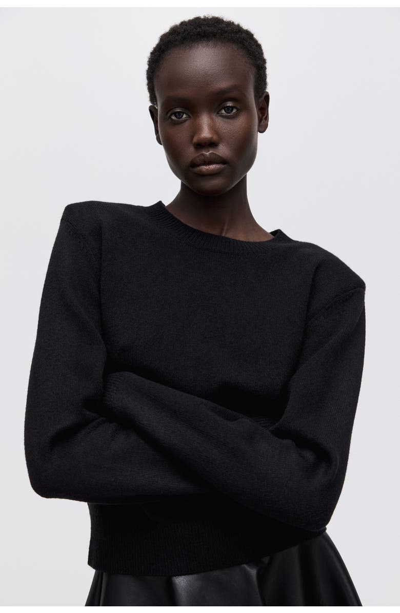 H&M Shoulder-pad Jumper, Alternate, color, Black