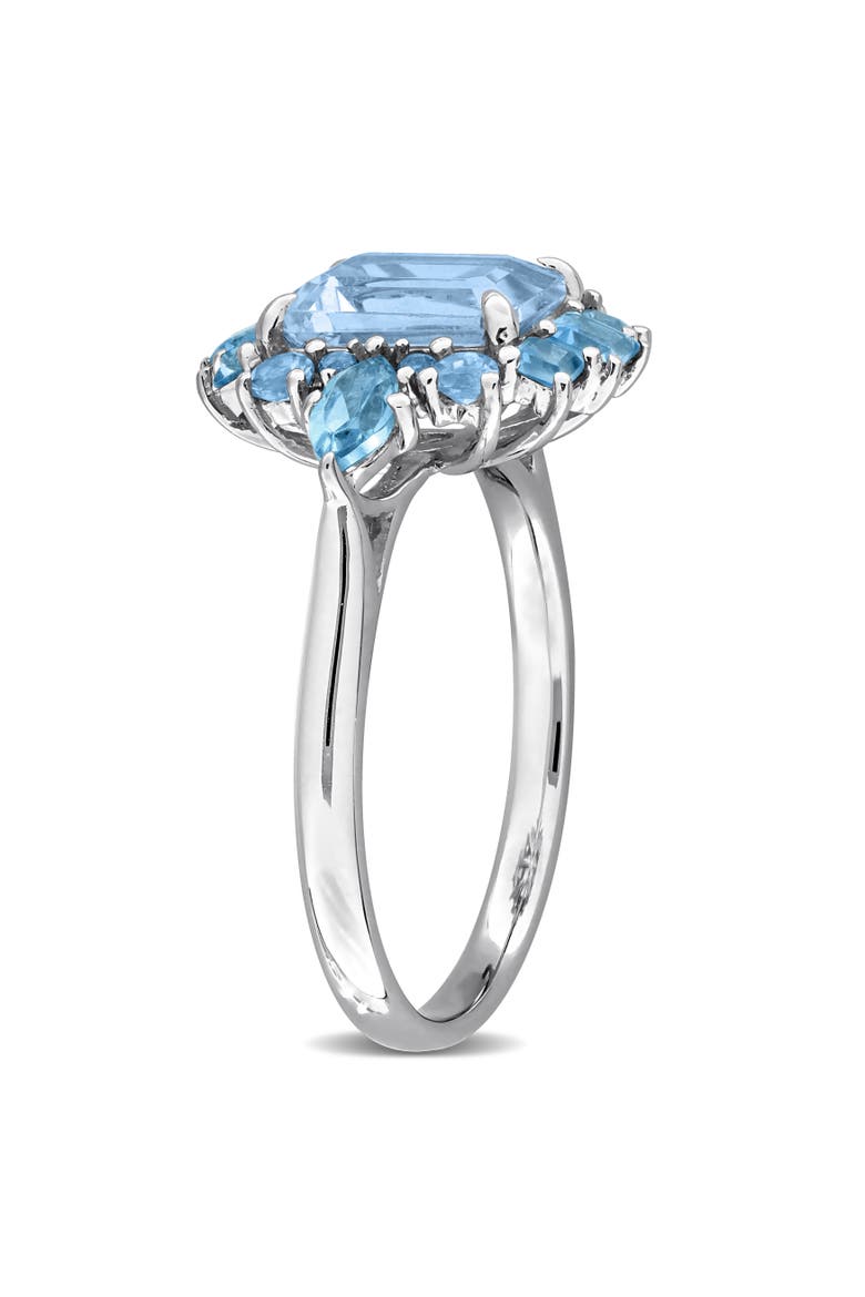 Blue Topaz Cluster Halo Ring 14k, Alternate, color, Topaz
