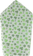 Trafalgar White Shamrock Novelty Silk 12x12 Pocket Square