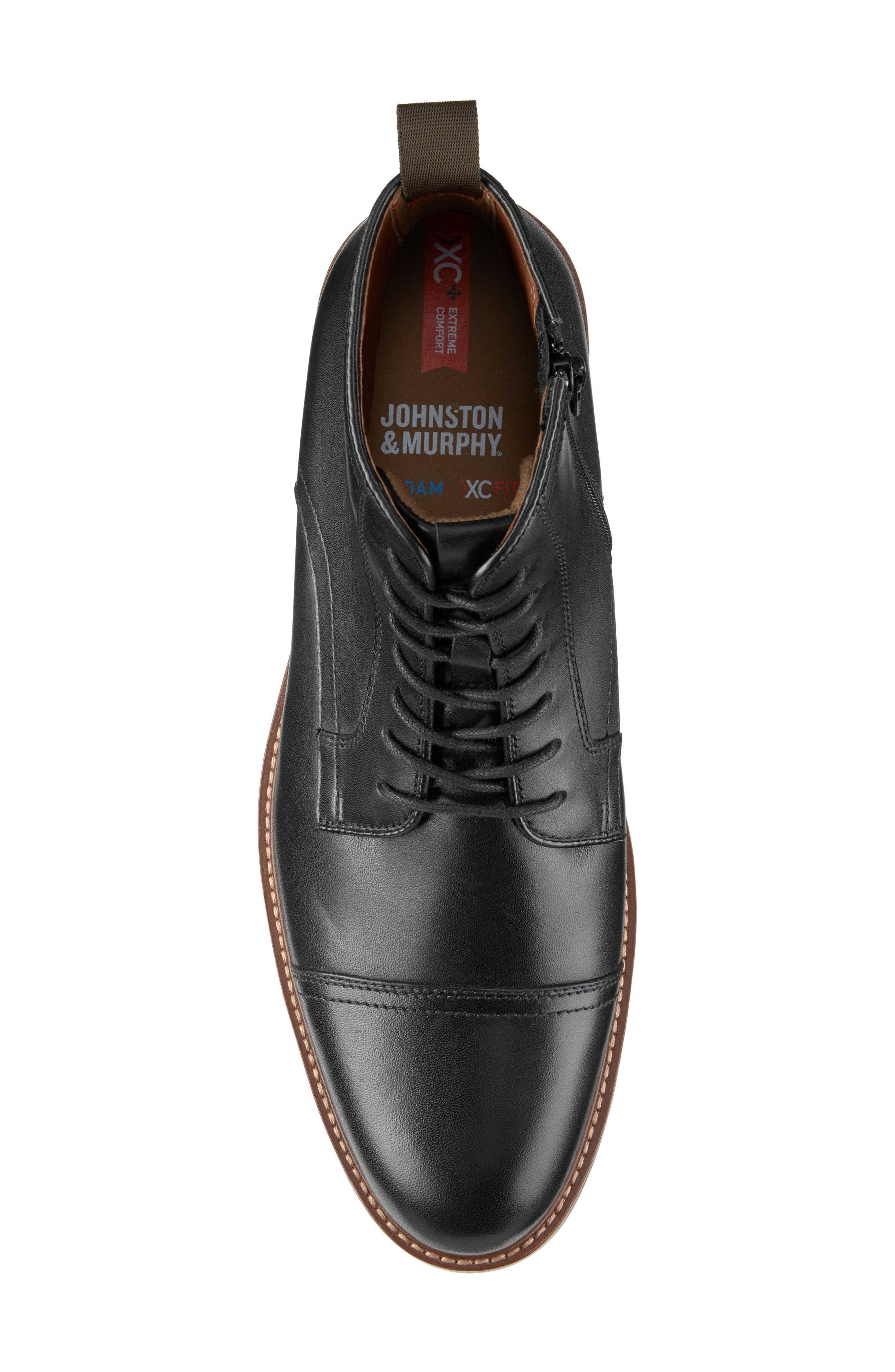 Johnston & Murphy Durham Waterproof Cap Toe Boot, Alternate, color, Black Waterproof Full Grain