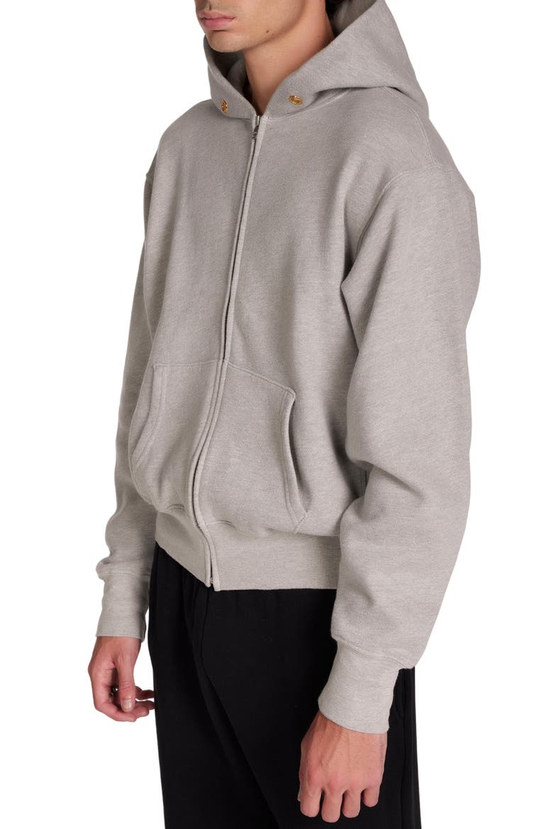 Heavyweight Cropped Zip Hoodie, Alternate, color, Heather Grey