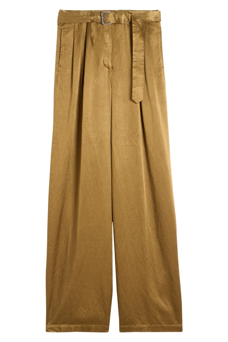 Peaches Belted Pleated Wide Leg Trousers, Alternate, color, UMBER