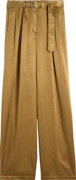 Dries Van Noten Peaches Belted Pleated Wide Leg Trousers