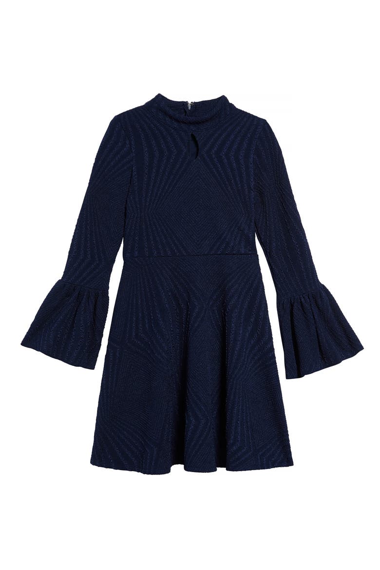 Flare Cuff Dress, Main, color, NAVY