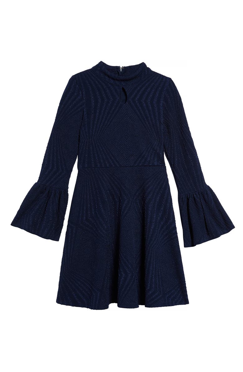 Ava & Yelly Flare Cuff Dress, Main, color, Navy