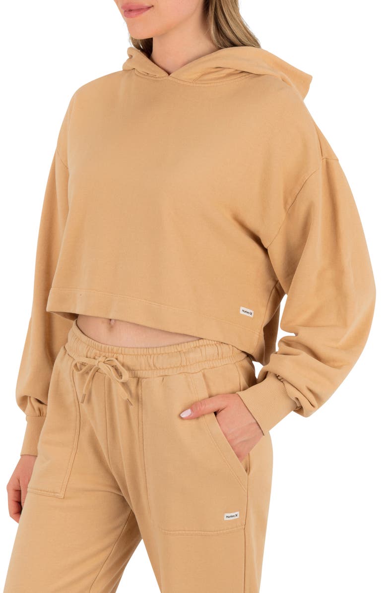 Hurley Stowe Crop Hoodie, Alternate, color, Tan