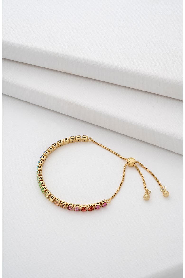 Melrah Rainbow Crystal Slider Bracelet, Alternate, color, GOLD RAINBOW PASTEL CRYSTAL