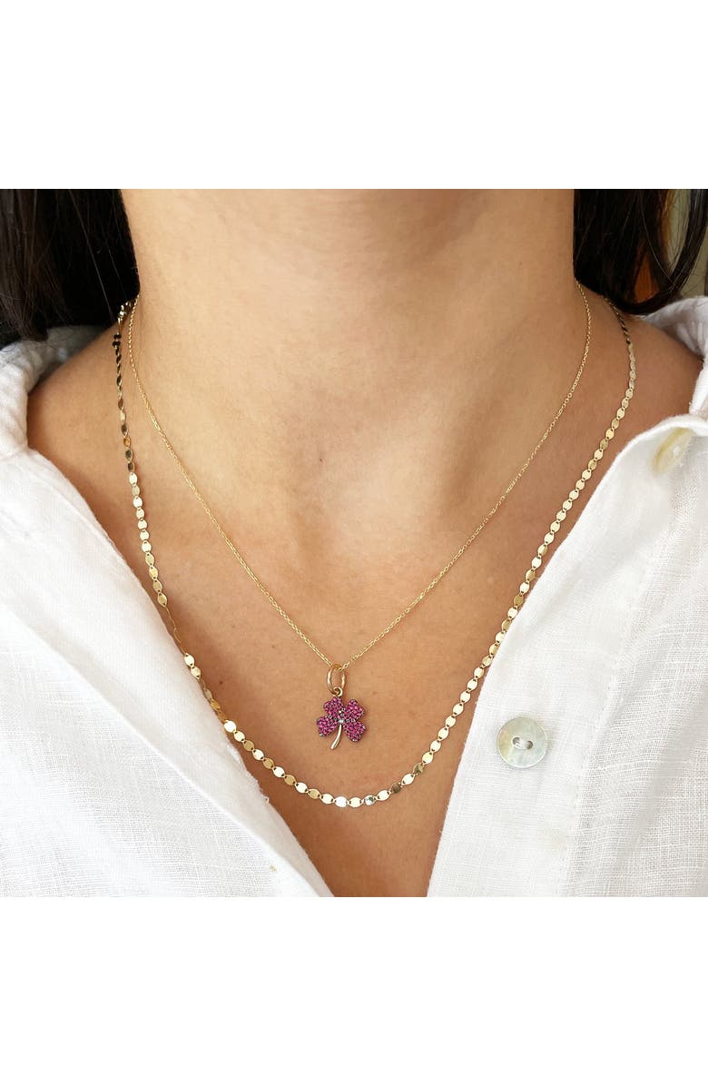 The Lovery Fine Jewelry Ruby Clover Charm, Alternate, color, Ruby