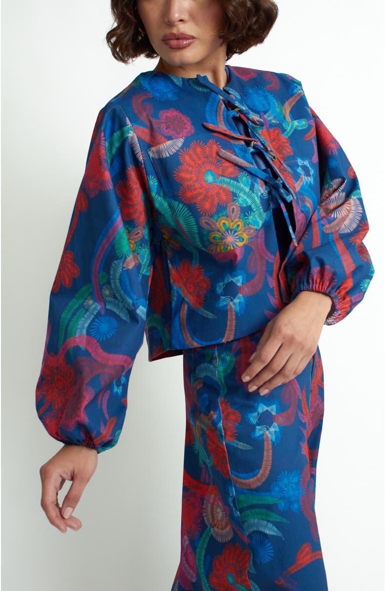 Florencia Davalos Coco Jacket, Alternate, color, Blue Embroidery Vine