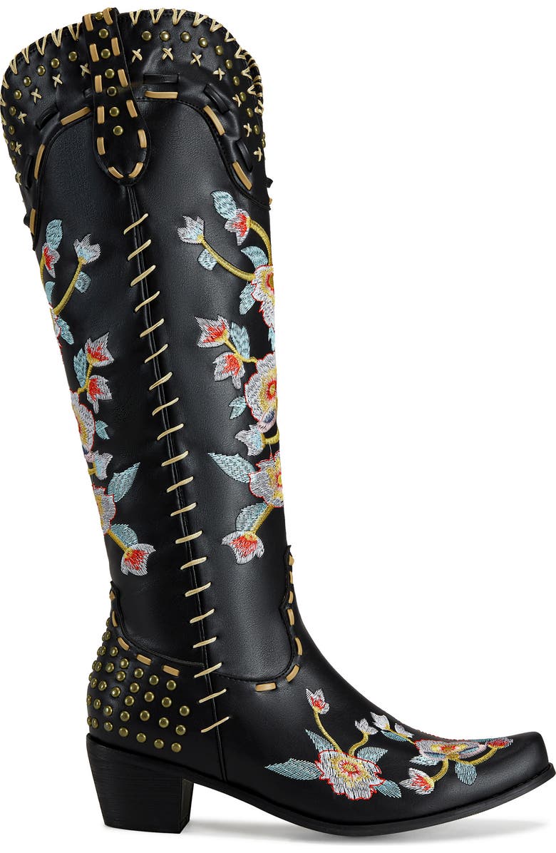 AZALEA WANG Phineas Embroidered Knee High Boot, Alternate, color,