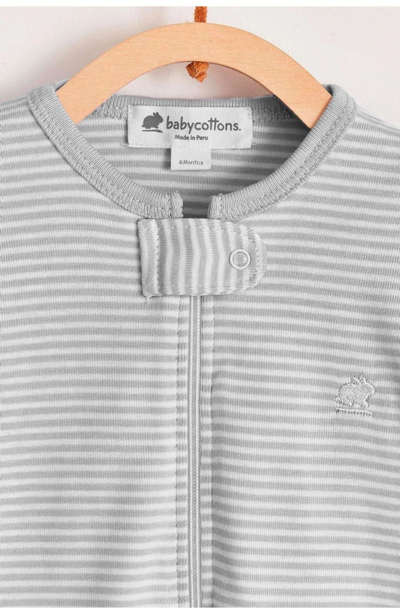 Babycottons Footie Zipper Rib Ray for Infant, Alternate, color, Grey